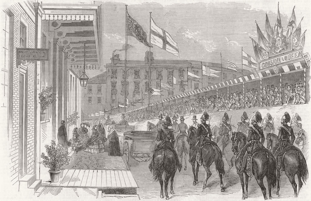LEEDS. Queen, Great Northern Station  1858 old antique vintage print picture